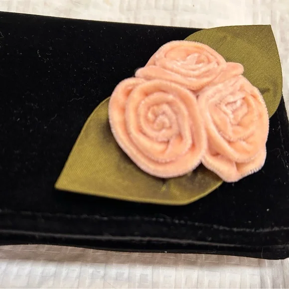 Shira Leah Black Velvet Clutch with Velvet Rose and Magnetic Closure - Picture 3 of 7